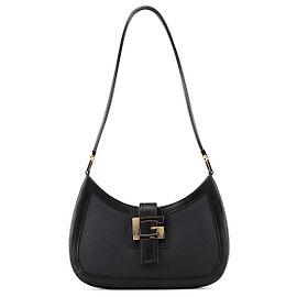 Gucci Fall 2000 Schwarze Canvas Leder Square G Schultertasche Schwarz