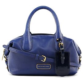 Marc by Marc Jacobs Bolsa Bowling Classic Q 2-Way em couro azul Azul