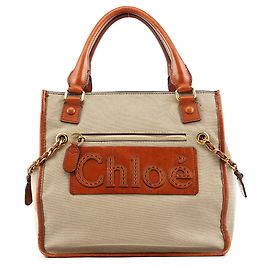 Chloé Borsa Tote in tela e pelle beige e marrone Beige