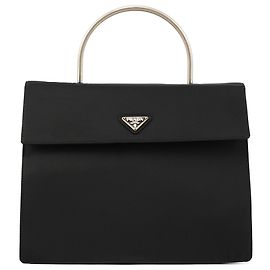 Prada Borsa Tote Black Tessuto Metallo Nero