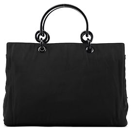 Prada Saco Tote 1998 Black Tessuto Mare Nylon com pegas de resina Preto