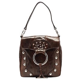 Dolce & Gabbana Brown Python Leather Buckle Shoulder Bag Brown