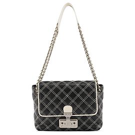 Marc Jacobs  mala de ombro com aba em couro acolchoado preto e branco Preto