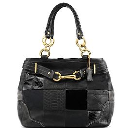 Coach Borsa Tote Hamptons 12454 in pelle patchwork nera Nero