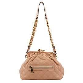 Marc Jacobs Bolsa de Ombro Little Stam em Couro Matelassé Bege Bege
