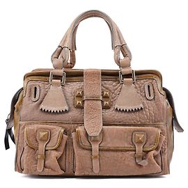 Chloé Mala Tote de couro com tachas castanho claro Marrom