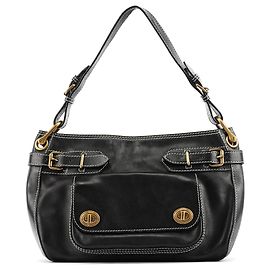 Marc Jacobs Bolsa de ombro em couro preto com fecho turnlock Preto