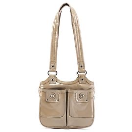 Marc by Marc Jacobs Sac cabas multi-poches en cuir verni Greige Gris