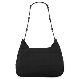 Prada Bolso de hombro B8362 Black Tessuto Impuntu con cadena de plástico Negro