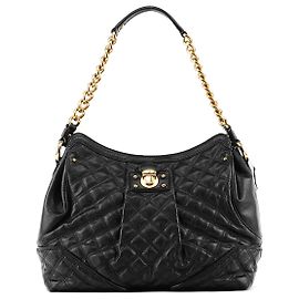 Marc Jacobs Schwarze gesteppte Leder-Schultertasche mit Kette Schwarz