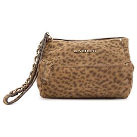 Givenchy Bolsa de Clutch Pandora em camurça de leopardo Marrom