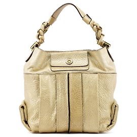 Chloé Gold Metallic Leather Heloise Shoulder Bag Golden