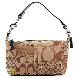 Coach Mini Pochette Bag Patchwork Signature Bege Bege