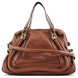 Chloé Brown Leather Paraty 2-Way Bag Brown