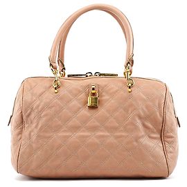 Marc Jacobs Bowling Bag aus gestepptem Leder in Rosa Pink
