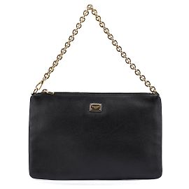 Dolce & Gabbana Sac à épaule en cuir noir avec chaîne Noir