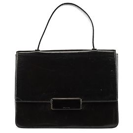 Prada mala de mão com pega superior e fivela em Vitello castanho escuro Marrom