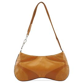 Prada Saco de Ombro em Pele Perfurada Tan Spring 2000 Camelo