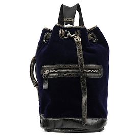 Miu Miu Navy Velvet Crackled Leather Duffle Backpack Navy blue