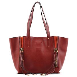 Chloé Borsa Tote in pelle bordeaux con zip laterale e nappina Bordò