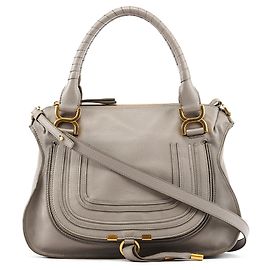 Chloé Bolso Marcie 2-Way de piel granulada gris Gris