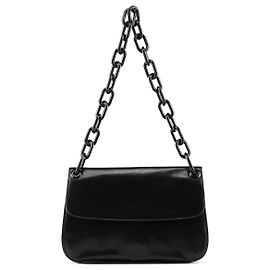 Prada 1996 Black Madras Swing Shoulder Bag Black