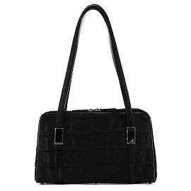 Gucci 000 2058 mala Tote em pele de bezerro preta com relevo de crocodilo Preto