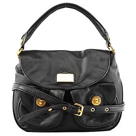 Marc by Marc Jacobs Black Leather Turnlock Pocket 2-Way Bag Black