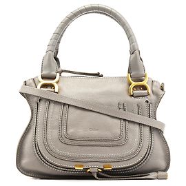 Chloé Grey Leather Marcie 2-Way Shoulder Bag Grey