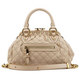 Marc Jacobs Ivory Quilted Leather Mini Stam 2-Way Bag Cream