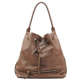Chloé Bolso bucket de cuero marrón con cordón Castaño