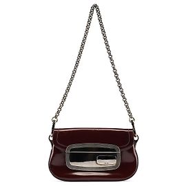 Prada Bolso de hombro Spazzolato Mirror Burgundy 2004 Burdeos