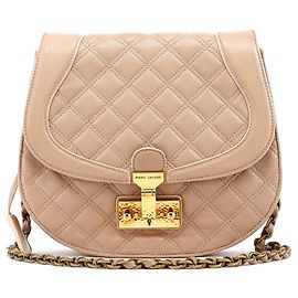 Marc Jacobs  mala de ombro em pele acolchoada bege com fivela Bege