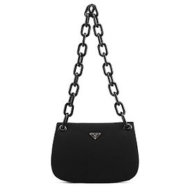 Prada Bolsa de Ombro em Nylon Tessuto Swing Preta com Corrente 1996 Preto