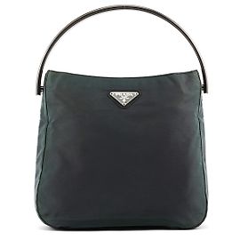 Prada B7514 Mini Sac à Main en Tessuto Grafite Vert avec Poignée Métallique Vert