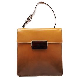 Prada Light Brown Spazzolato Gradient Buckle Bag Brown