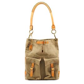 Gucci Bolsa de Ombro 2003 Khaki Canvas Caqui