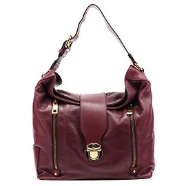 Marc Jacobs Bolsa de ombro em couro roxo com fivela Roxo