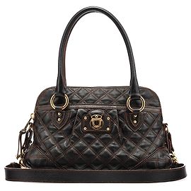 Marc Jacobs Dark Brown Quilted Leather 2-Way Bag Brown