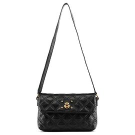 Marc Jacobs Gesteppte Schultertasche aus Leder mit Klappe in Schwarz Schwarz