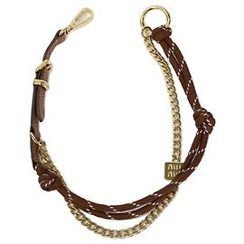 Porte-clés Miu Miu en cuir et métal Marron