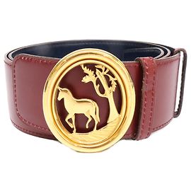 Hermès Hermes Reversible Leather Belt Red Golden Navy blue