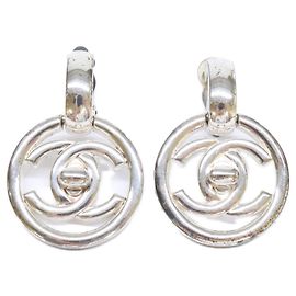 Chanel 97P Turnlock Coco Mark Clip-Ohrringe Silber