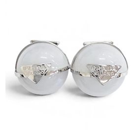 Orecchini Prada 1I0239 Triangle Logo Crystal Ball Argento Bianco