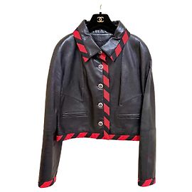 Veste en cuir Chanel 20S Paris Rooftops Noir Rouge