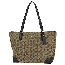 Saco Tote Coach Signature Canvas Marrom
