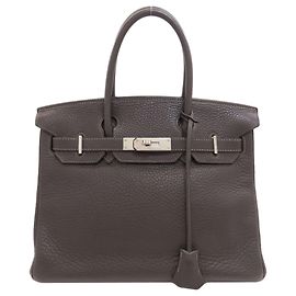Hermès Hermes Birkin 30 Handbag in Taurillon Leather Black Dark grey