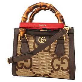 Gucci Diana Handbag Brown Leather and Canvas Brown