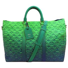 Louis Vuitton M59688 Keepall Tote Handbag Blue Green