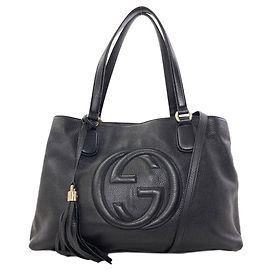 mala Soho Working Tote em couro Gucci Preto